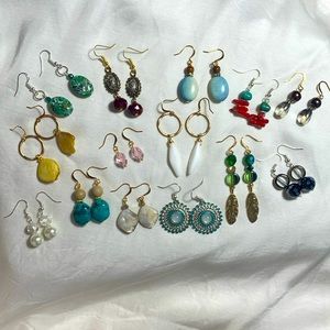 Bundle 14 pairs of earrings. Handmade. Different colors and sizes. Gold & silver